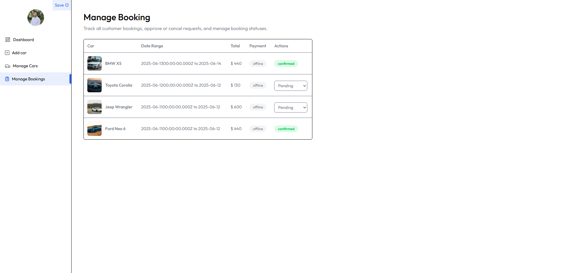 Manage Booking
